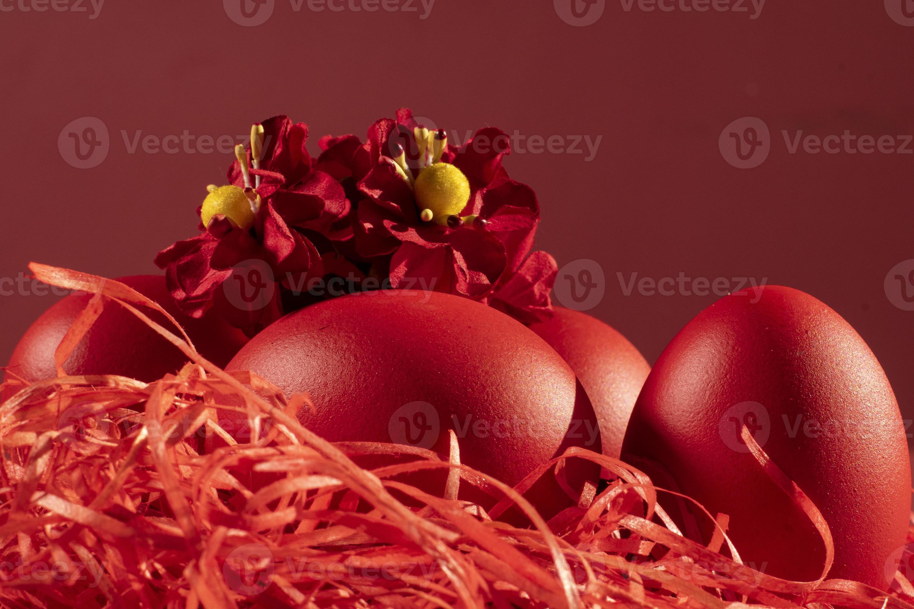 Colored eggs symbolize Easter in shades of red 21602485 Stock Photo at Vecteezy
