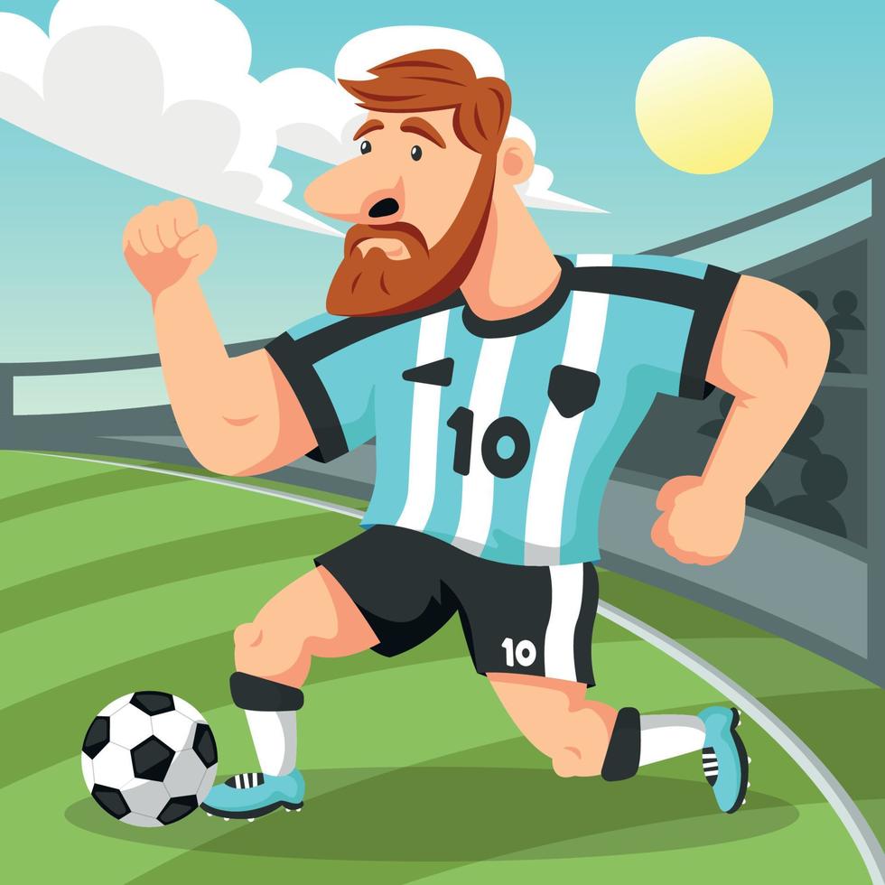 caricatura de leonel messi jugando un partido vector