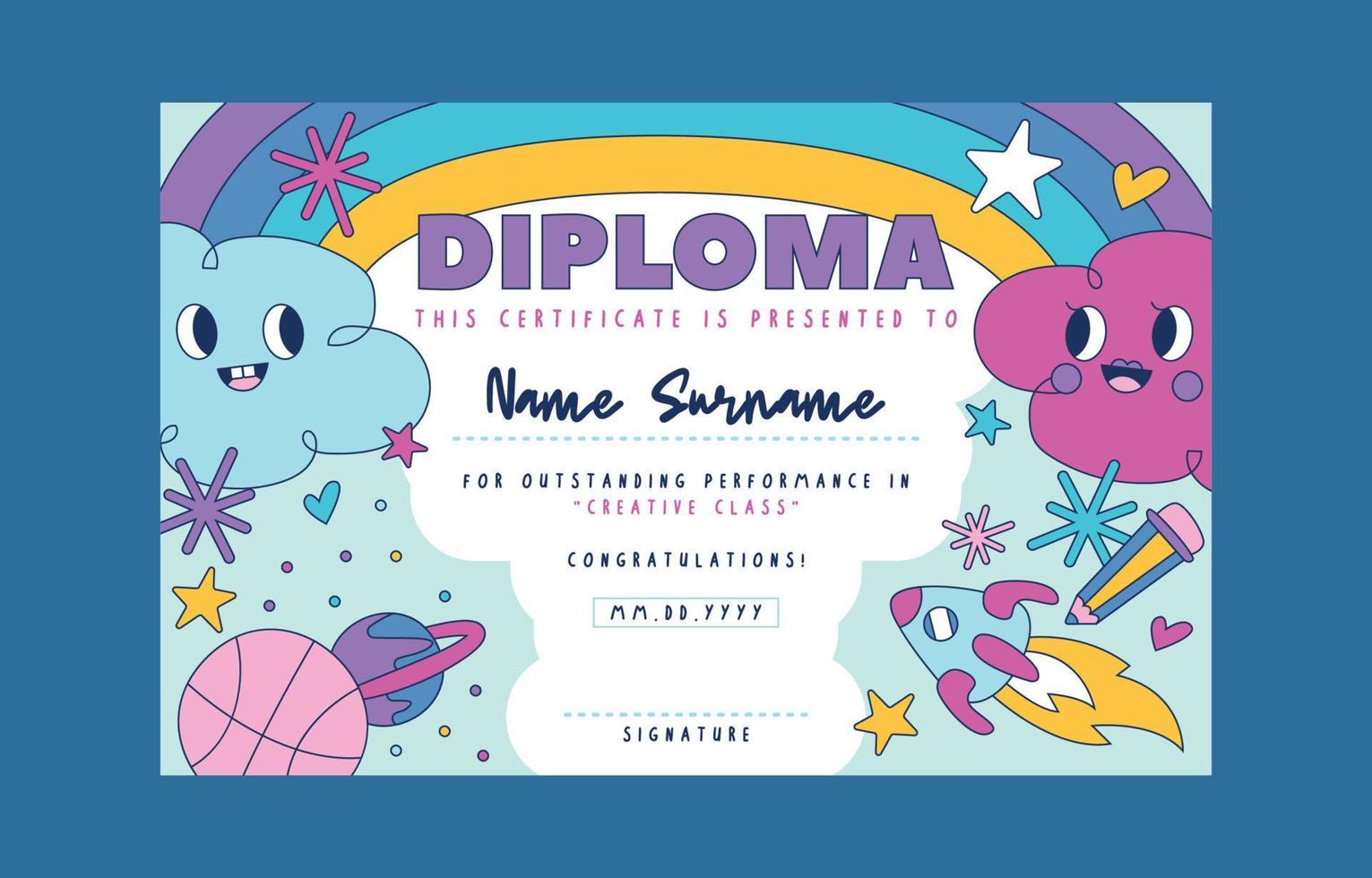 Fun Kids Certificate Template vector