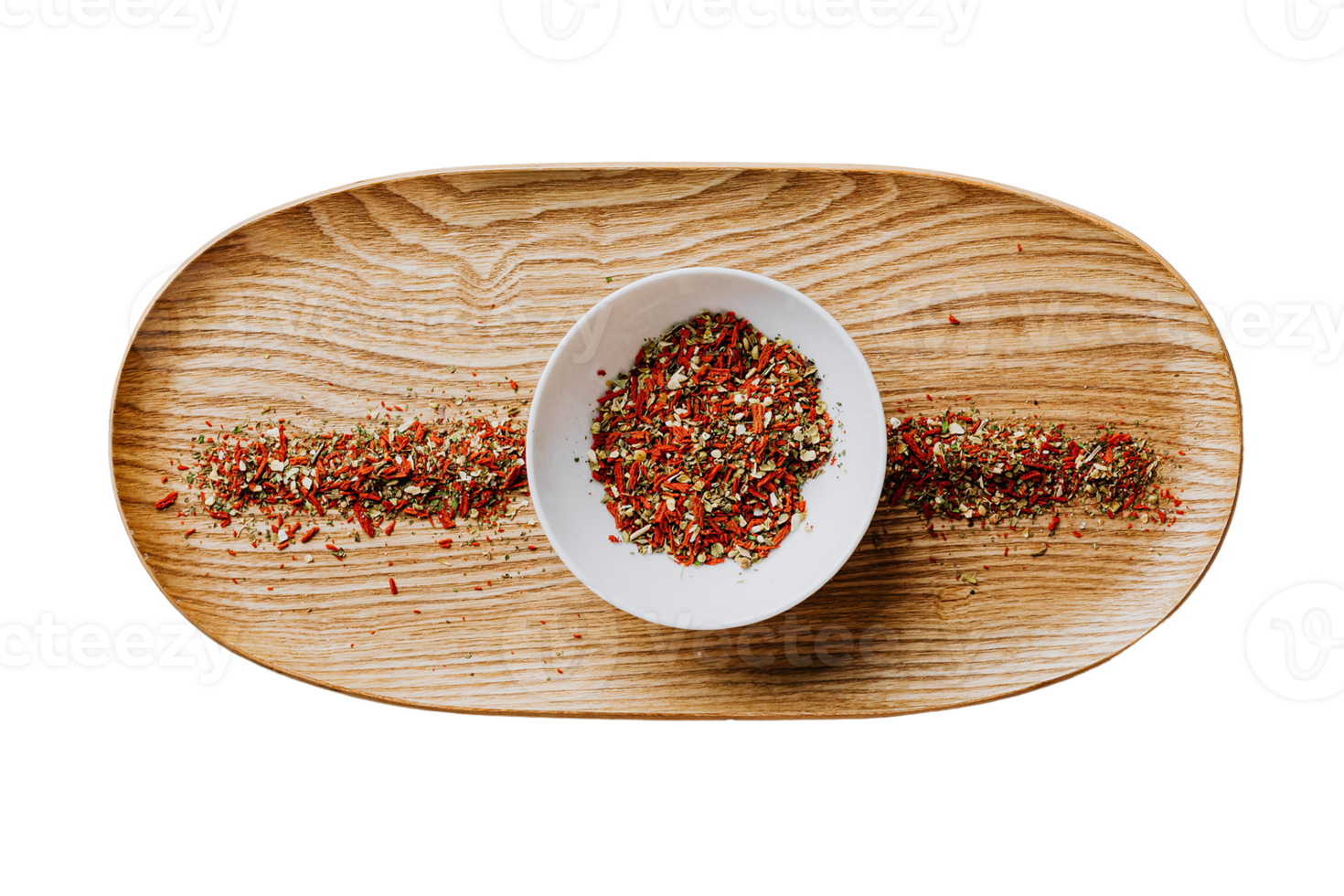 hölzern Teller und Schüssel mit Würze isoliert auf ein transparent ... hölzern Teller und Schüssel mit Würze isoliert auf ein transparent ...