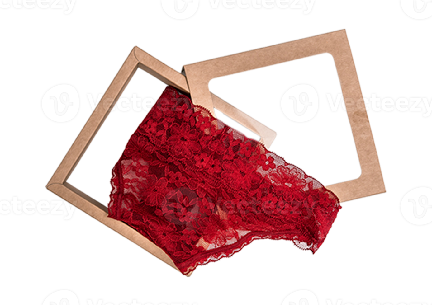 vermelho roupa íntima dentro uma caixa isolado em uma transparente fundo png