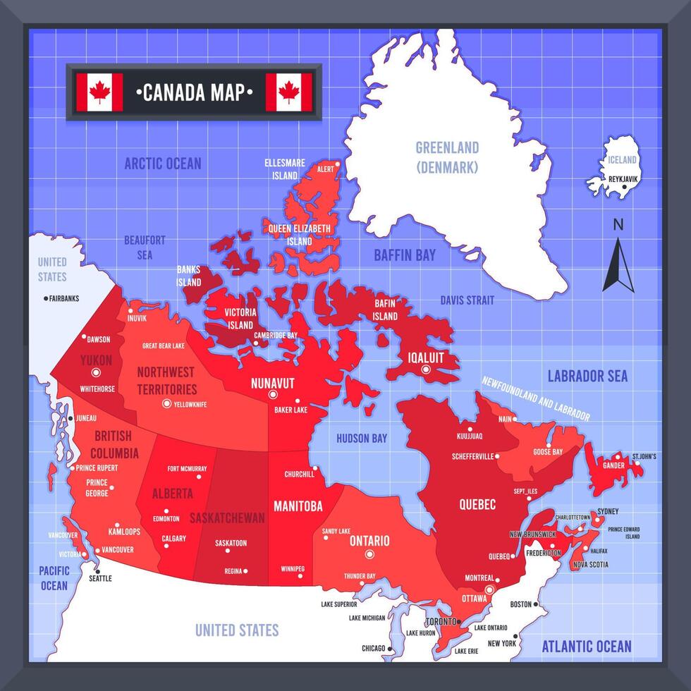 Canada Country Map And Flag vector