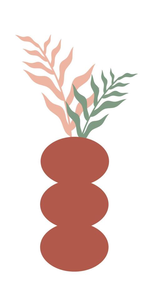 Modern abstract aesthetic house plants. Wall decor in boho style. Mid century vector print for cover, wallpaper, card, social media, interior decor