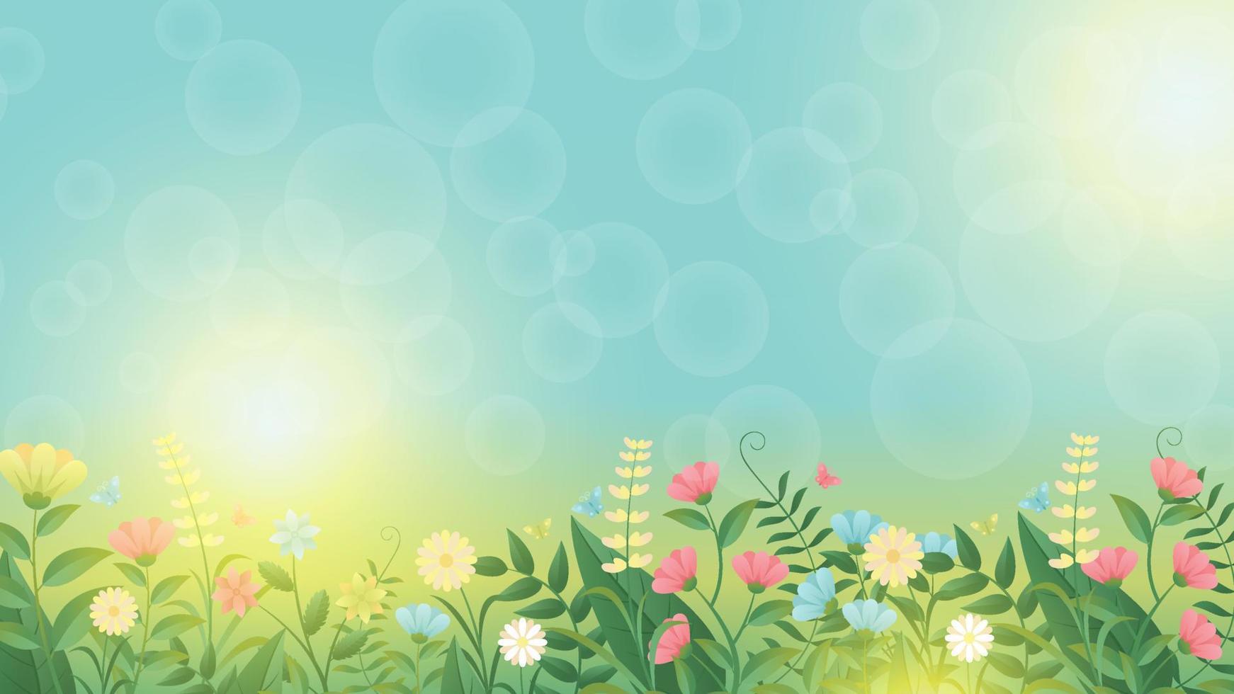 Spring grass and flowers, Easter greeting card decoration element, Park decoration element with spring grass and meadow flowers for spring sale, banner, poster, cover, templates, social media, feed vector