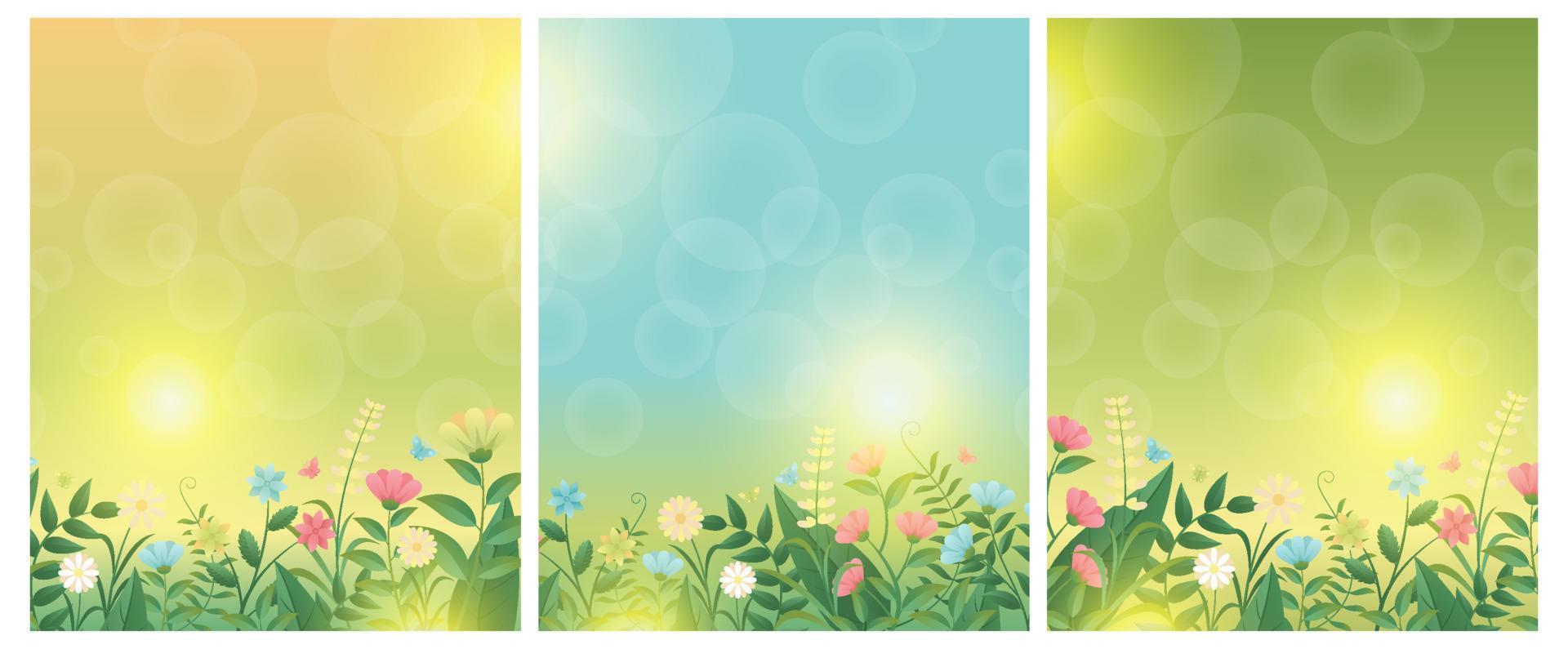 Spring grass and flowers, Easter greeting card decoration element, Park decoration element with spring grass and meadow flowers for spring sale, banner, poster, cover, templates, social media, feed vector