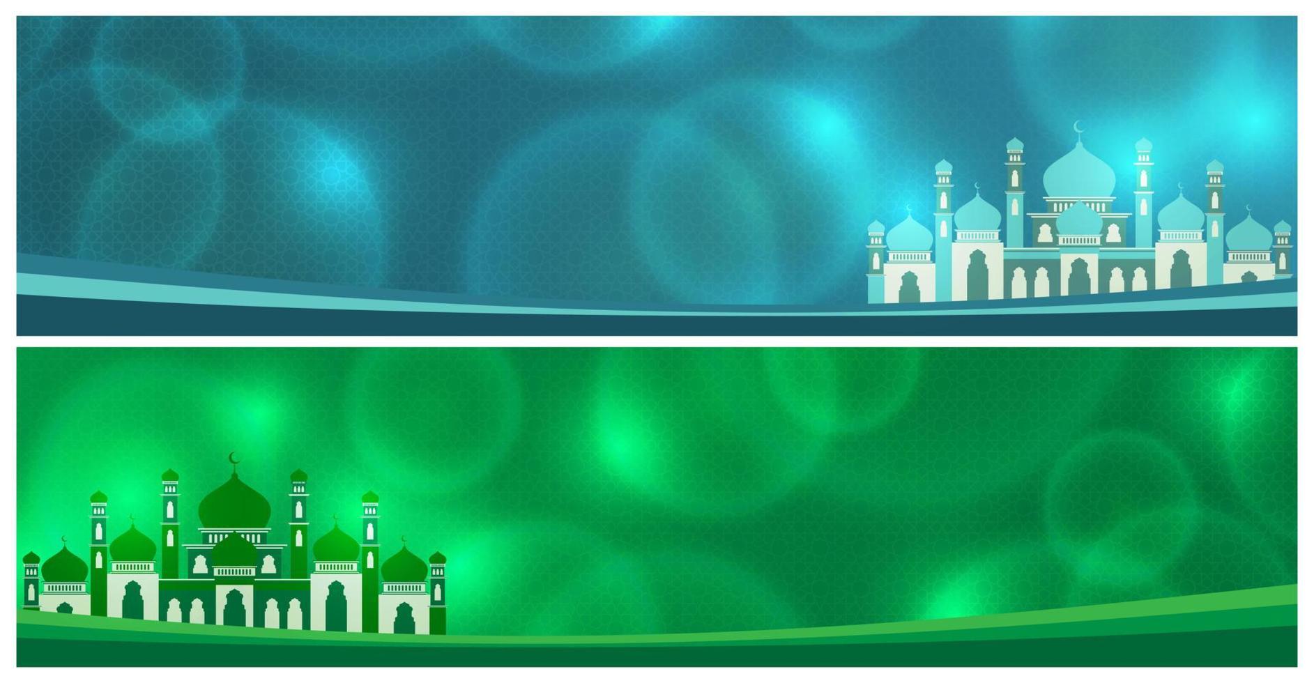 Islamic ornament template for background, banner, poster, cover design, envelope, social media feed. Ramadan Kareem and eid mubarak 2023 concept, green background, muslim lantern, pattern vector