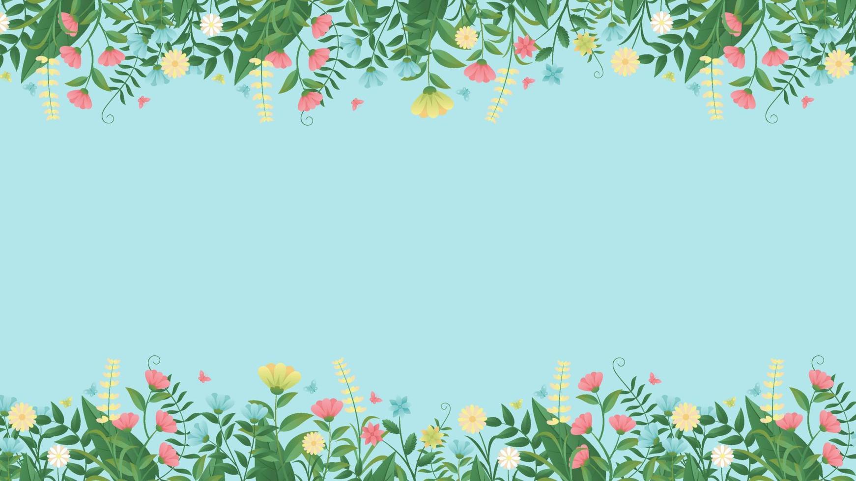 Spring grass and flowers, Easter greeting card element, Park decoration background with spring grass and meadow flowers for spring sale, banner, poster, cover, templates, social media, feed vector