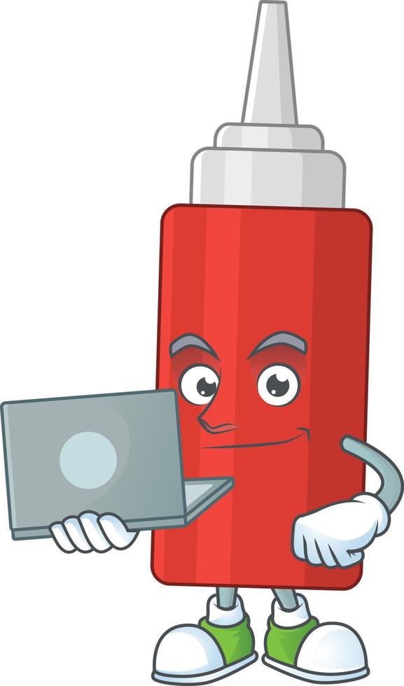 Cartoon character of sauce bottle vector