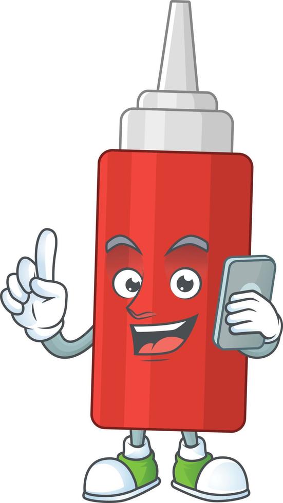 Cartoon character of sauce bottle vector