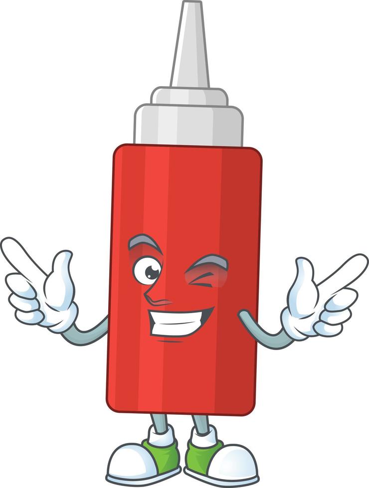 Cartoon character of sauce bottle vector