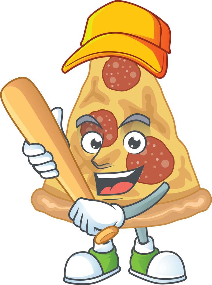 Cartoon character of slice of pizza vector