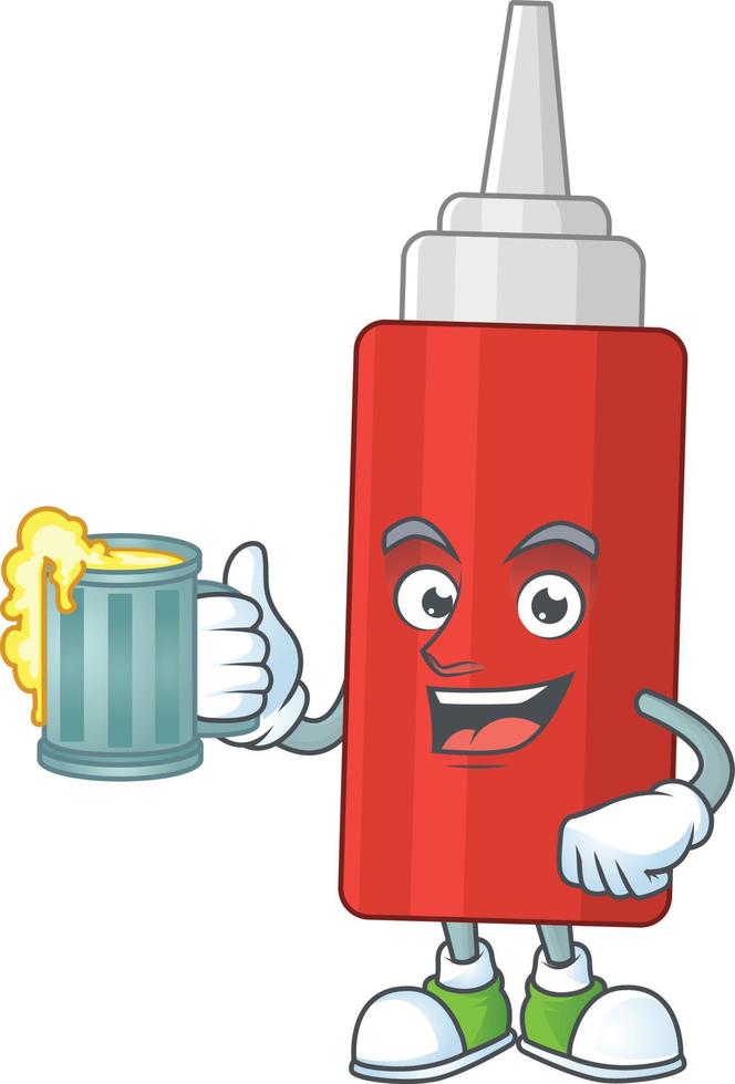 dibujos animados personaje de salsa botella vector