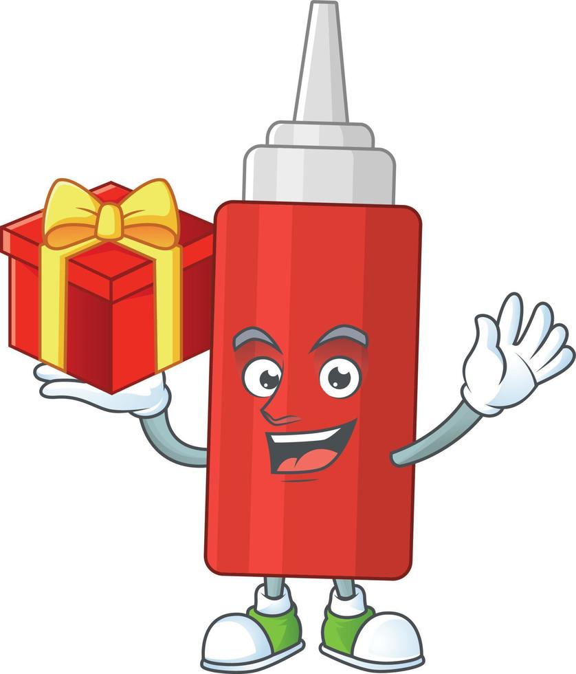 Cartoon character of sauce bottle vector