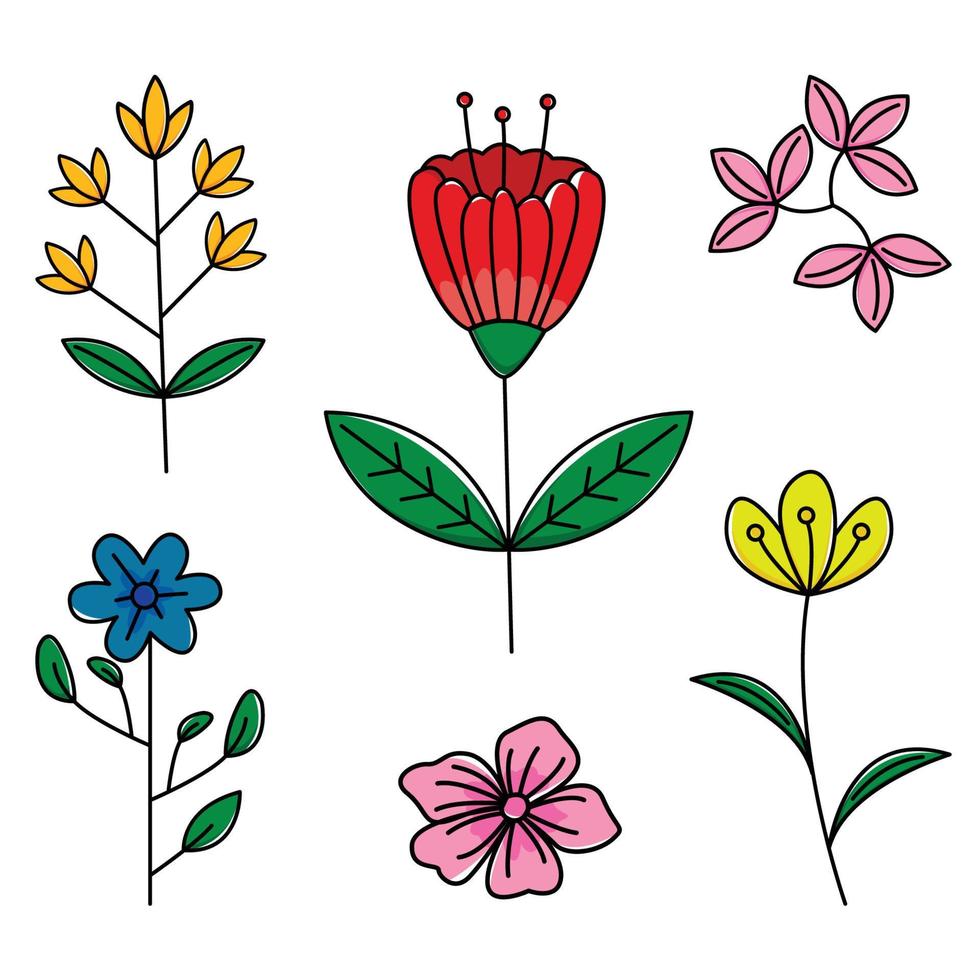 Collection of vector hand drawn flowers