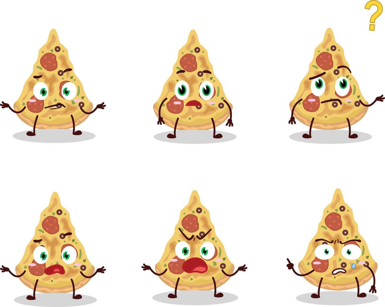 Cartoon character of slice of pizza with what expression vector