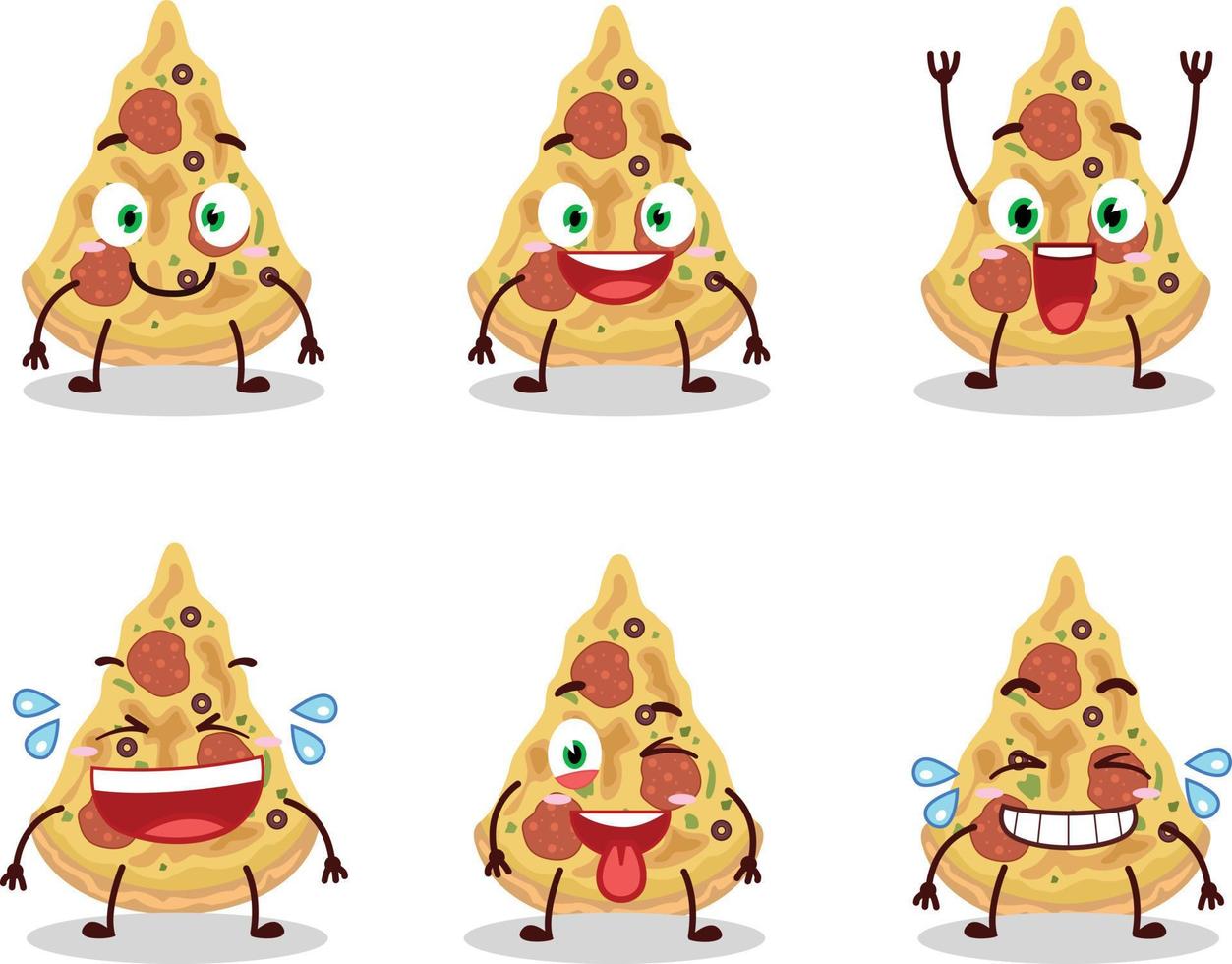 dibujos animados personaje de rebanada de Pizza con sonrisa expresión vector