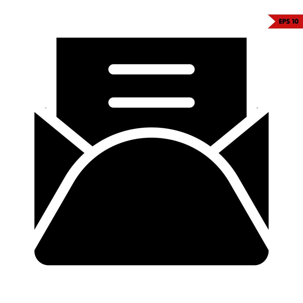papel documento en correo glifo icono vector