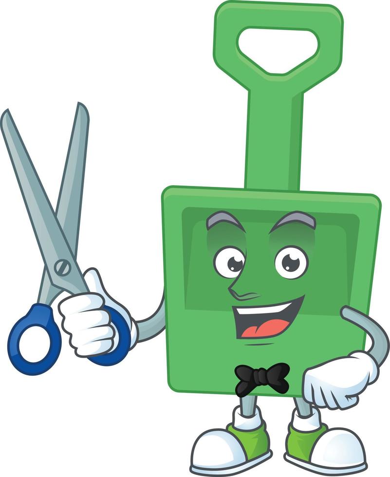 Cartoon character of green sand bucket vector