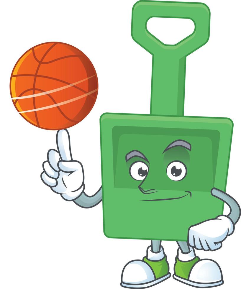 Cartoon character of green sand bucket vector