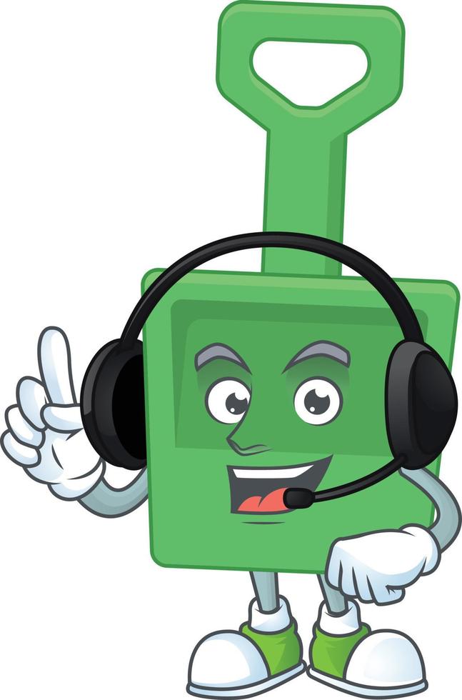 Cartoon character of green sand bucket vector