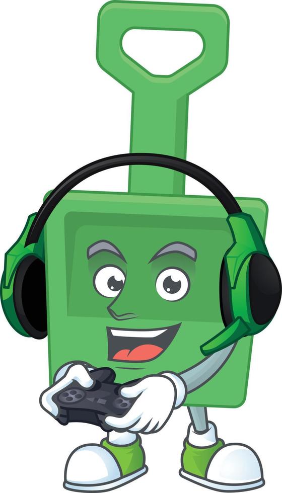 Cartoon character of green sand bucket vector