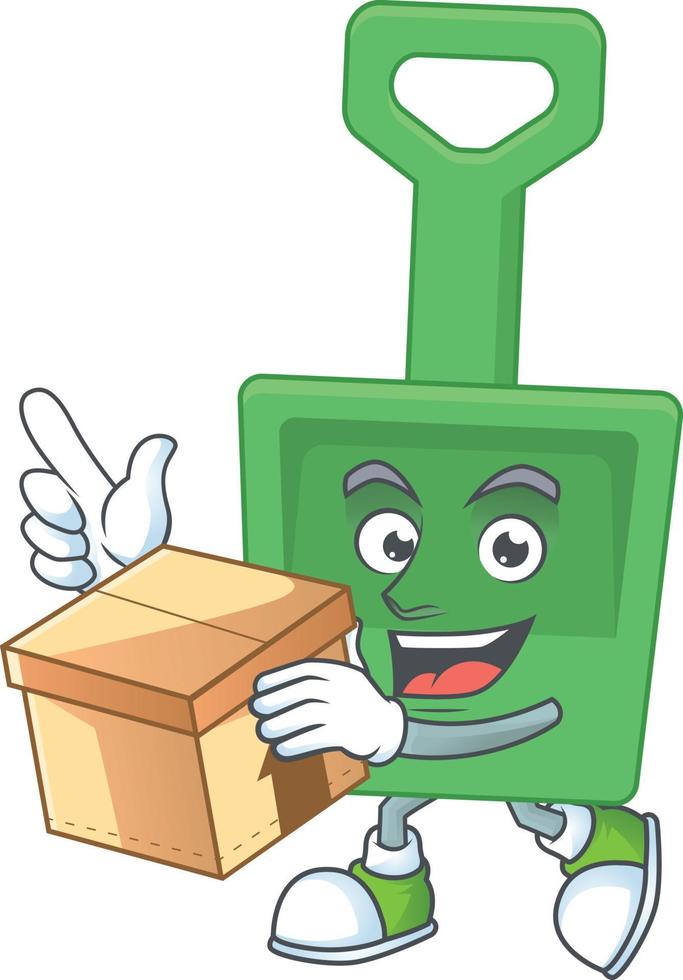 Cartoon character of green sand bucket vector