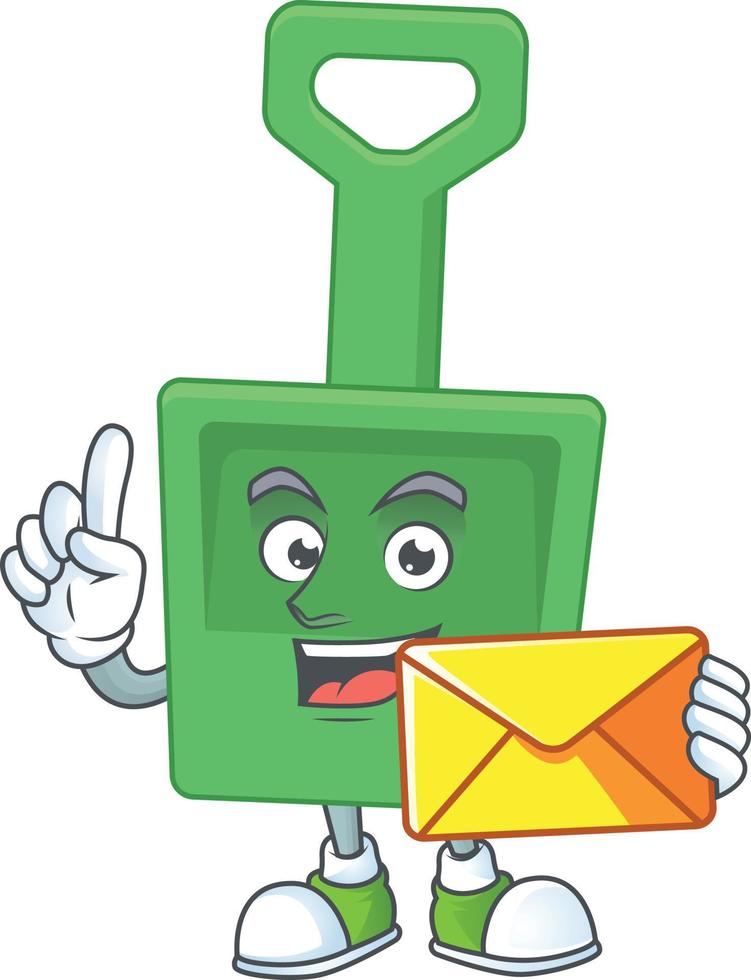 Cartoon character of green sand bucket vector