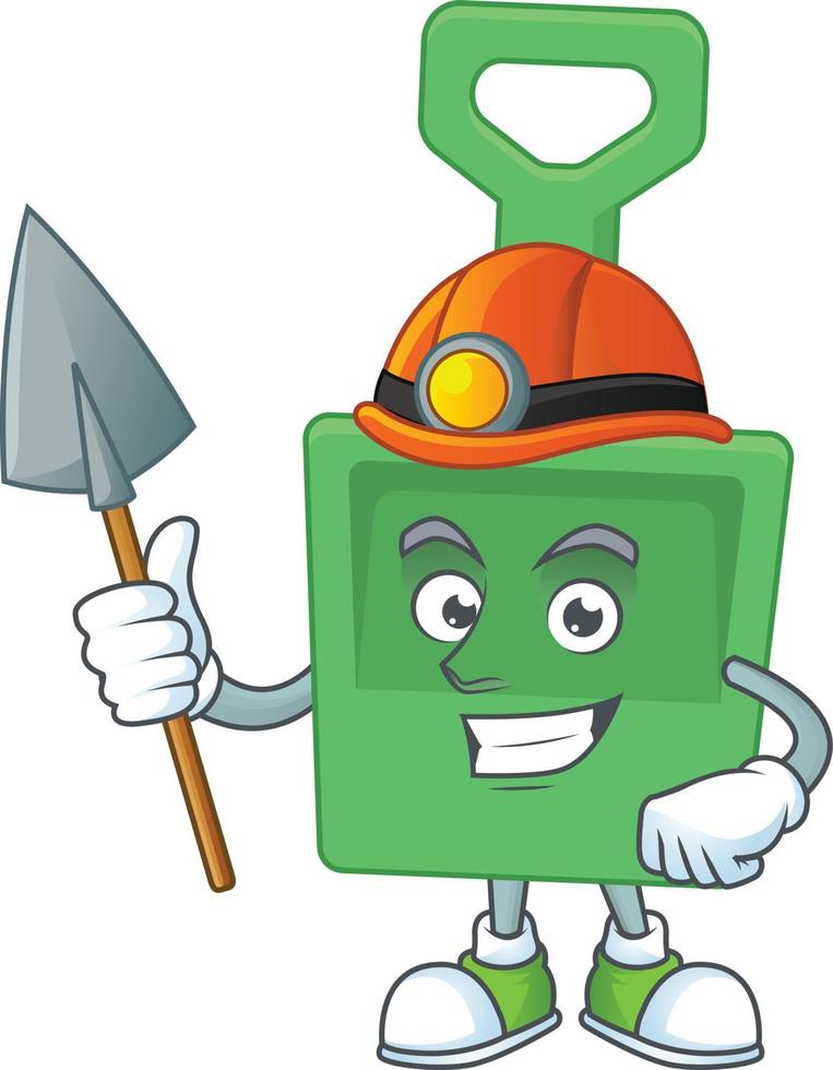 Cartoon character of green sand bucket vector