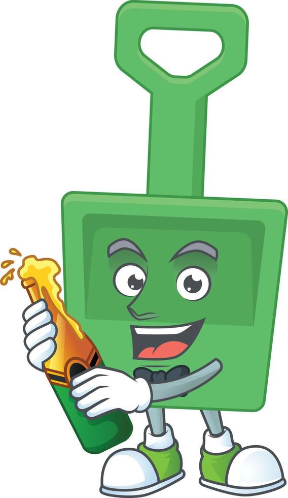 Cartoon character of green sand bucket vector