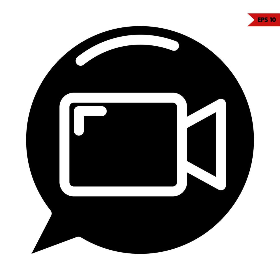 camera video in button glyph icon vector