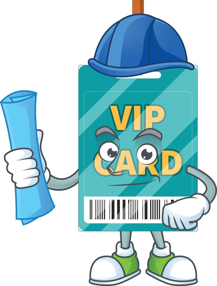 Cartoon character of VIP pass card vector