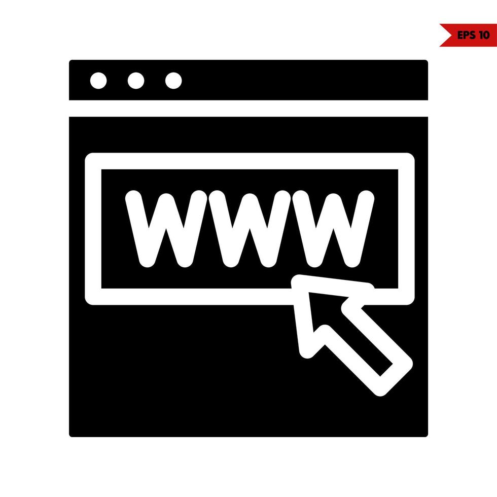 website in monitor and arrow glyph icon vector