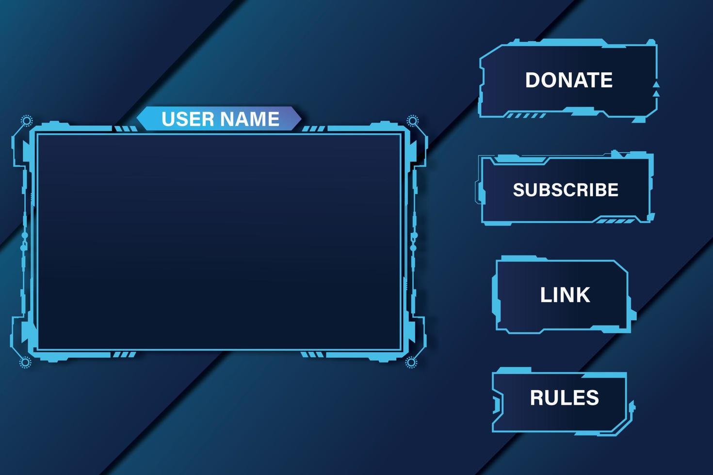 streaming panel overlay design template vector