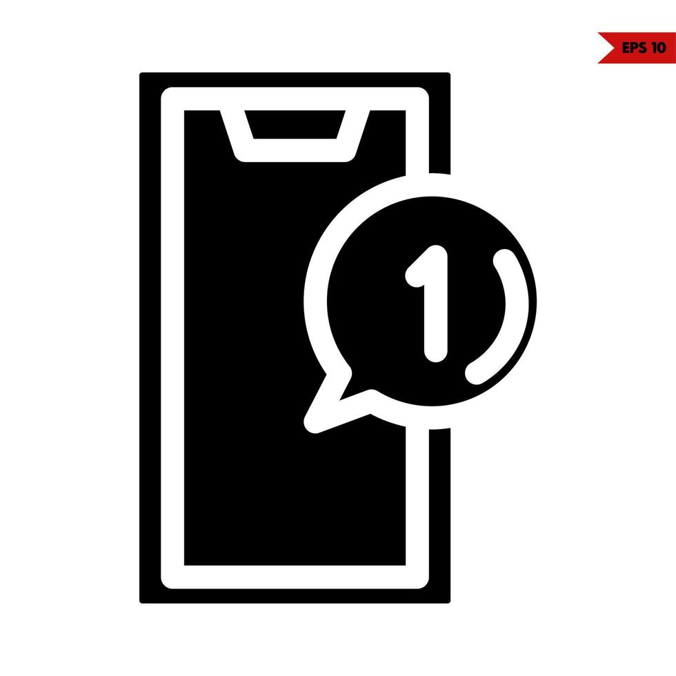 number in space bubble with mobile phone glyph icon vector