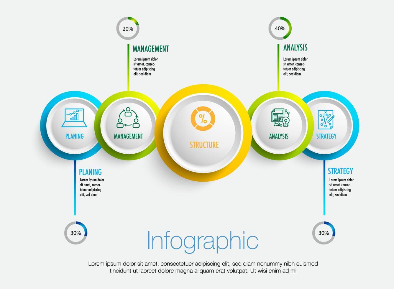 infografía modelo para 5 5 circulo y 4 4 pasos negocio 4 4 nivel moderno diseño planificación, datos, estrategia, diagrama, vector infografía fácilmente cambio título a utilizar para presentación datos reporte o Progreso