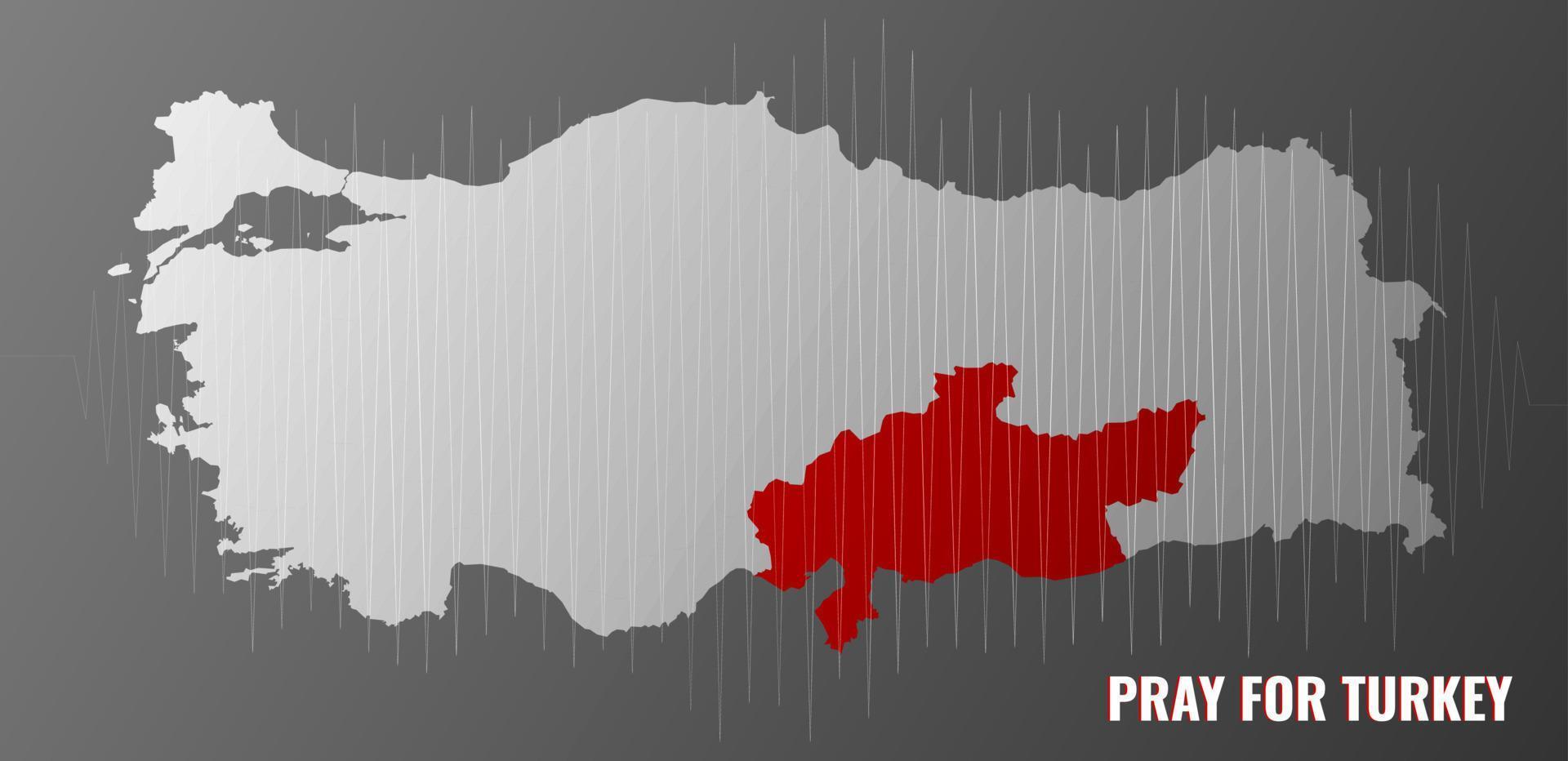 Turkey and Syria earthquake banner with earthquake scale. Vector Illustration of the map of Turkey with epicenter of the earthquake.