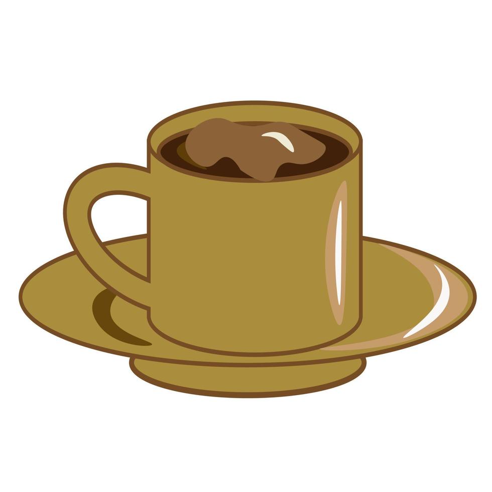 café colocar. un taza y un café maceta con azúcar y un cuchara en un platillo. café tienda ilustración bandera póster negocio tarjeta. vector