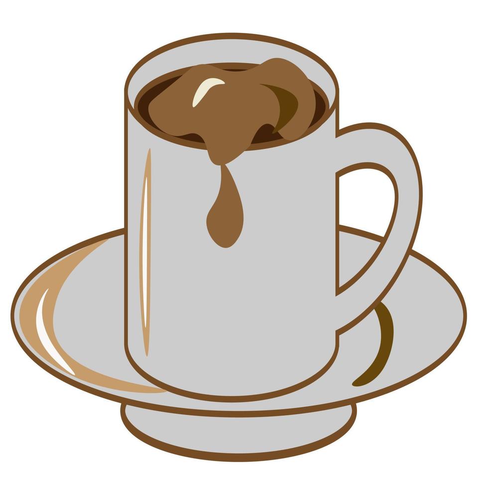 café colocar. un taza y un café maceta con azúcar y un cuchara en un platillo. café tienda ilustración bandera póster negocio tarjeta. vector