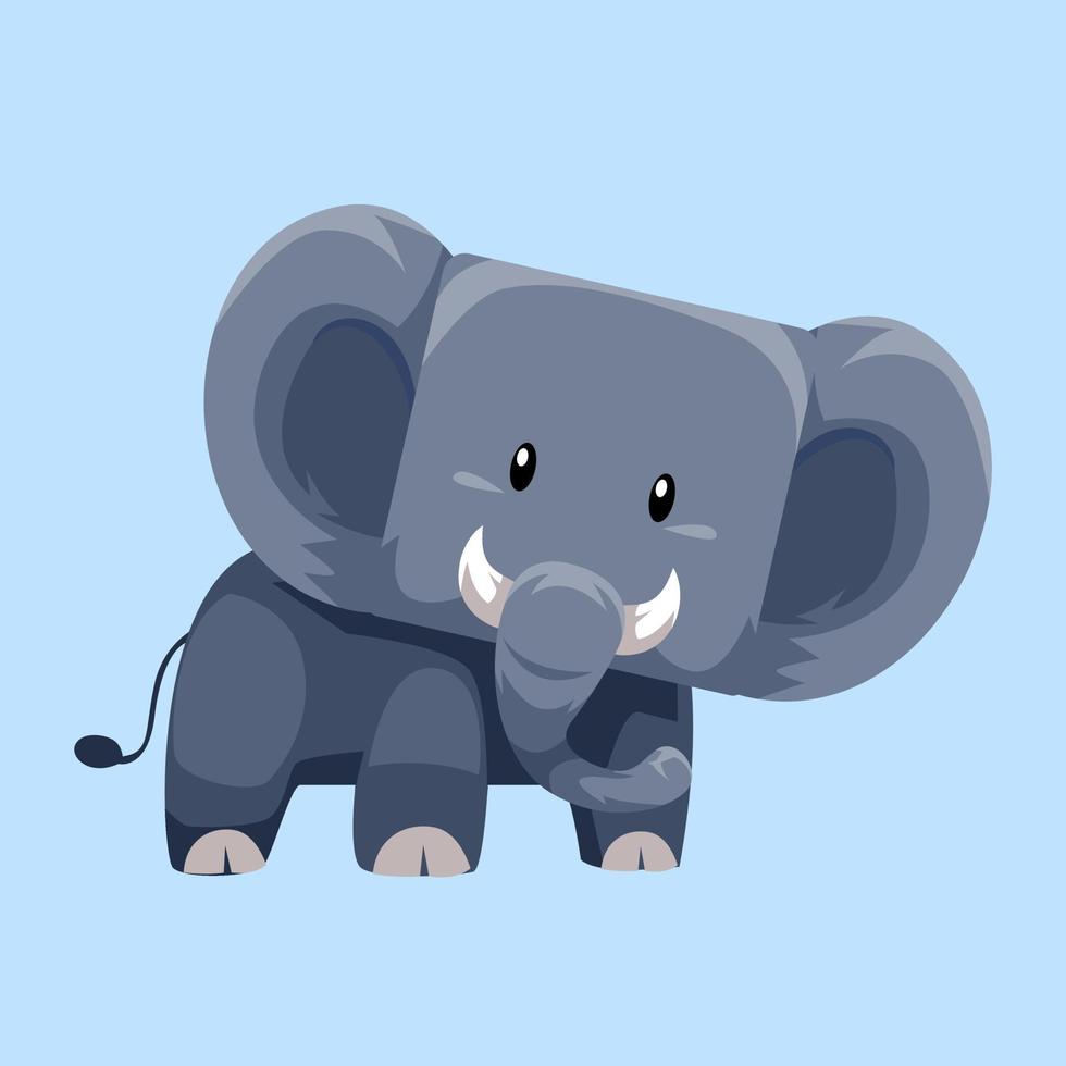 Cute cartoon elephant in isolated blue background vector illustration icon