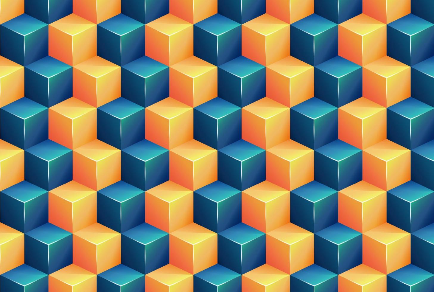 Square pattern background with blue and orange color 3d vectors