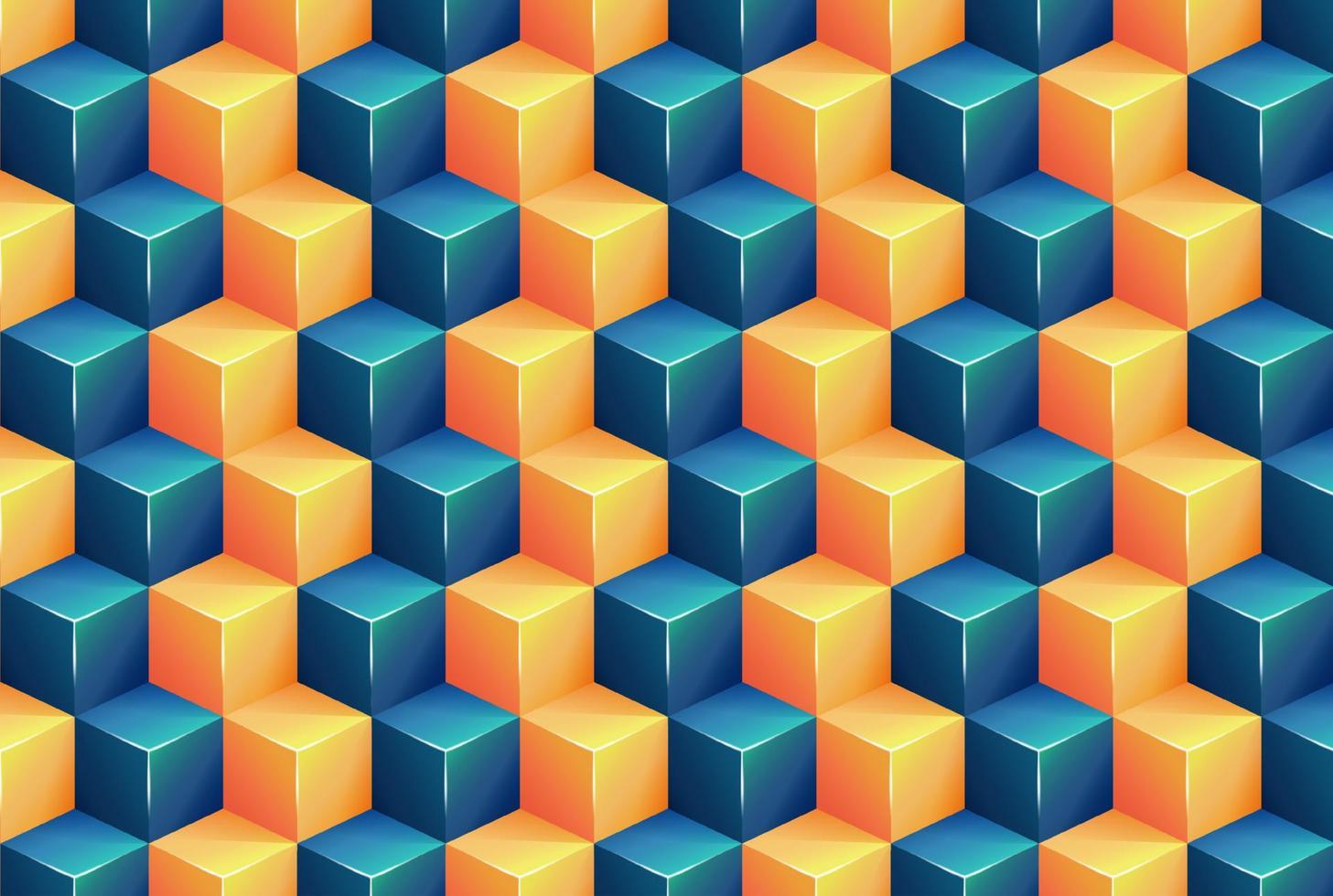 Square pattern background with blue and orange color 3d vectors