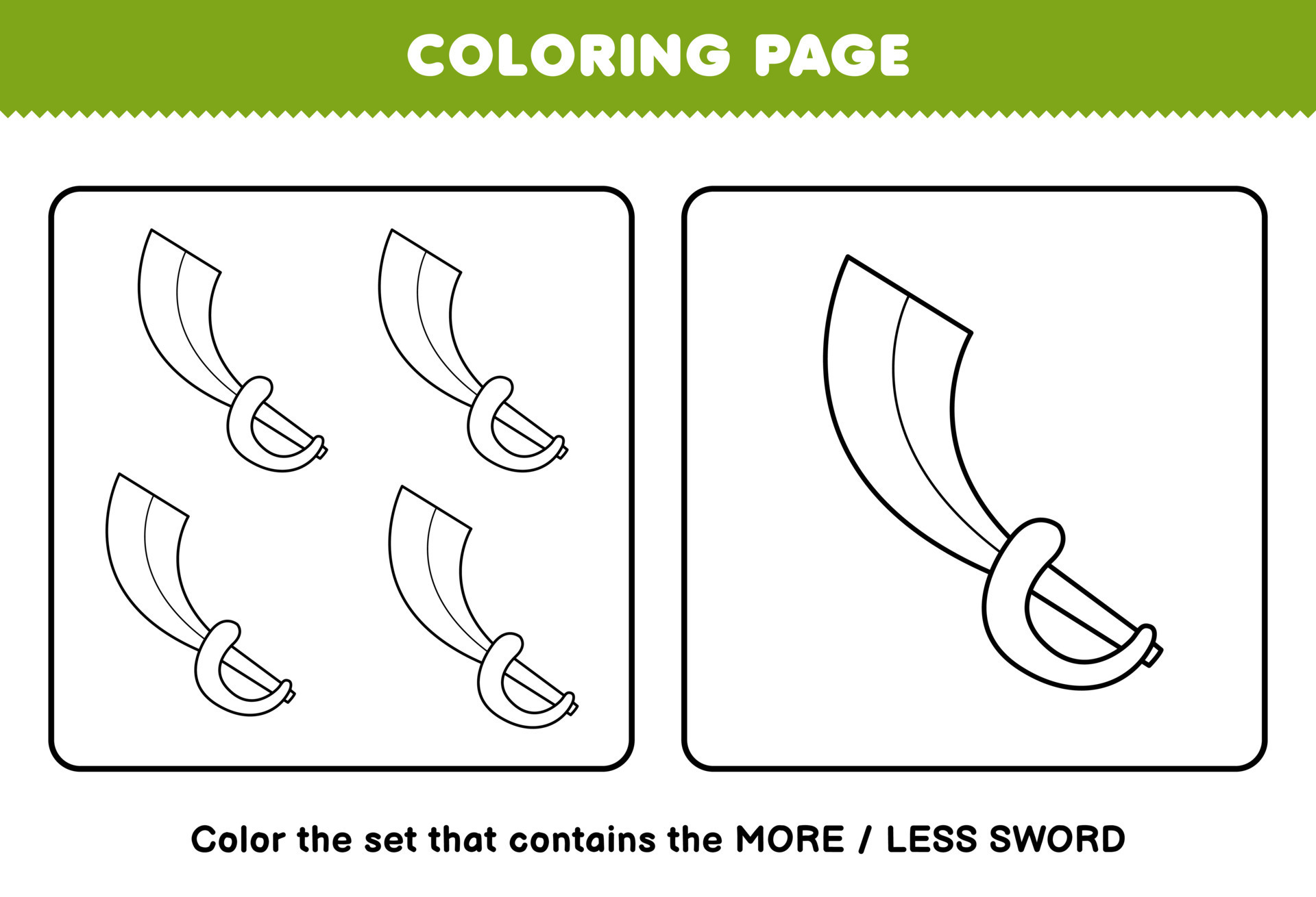 Education game for children coloring page more or less picture of cute