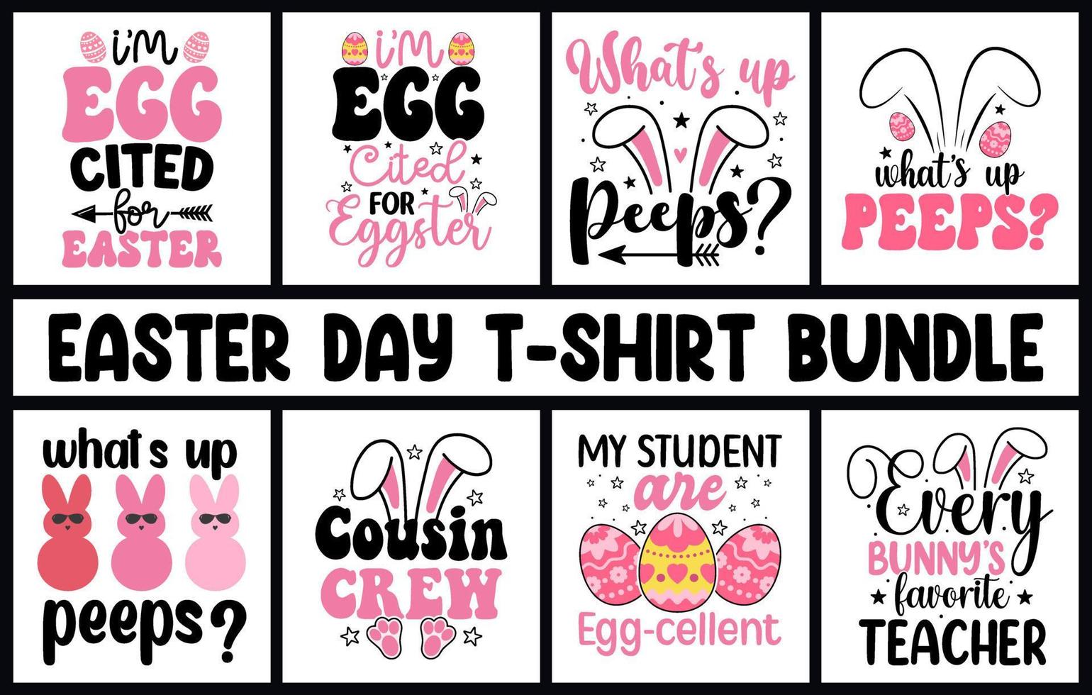 Easter day T shirt design Bundle, Bunny Easter T Shirt set, easter t shirt design vector, Happy Easter day element, bunny t shirt vector, Easter day vector