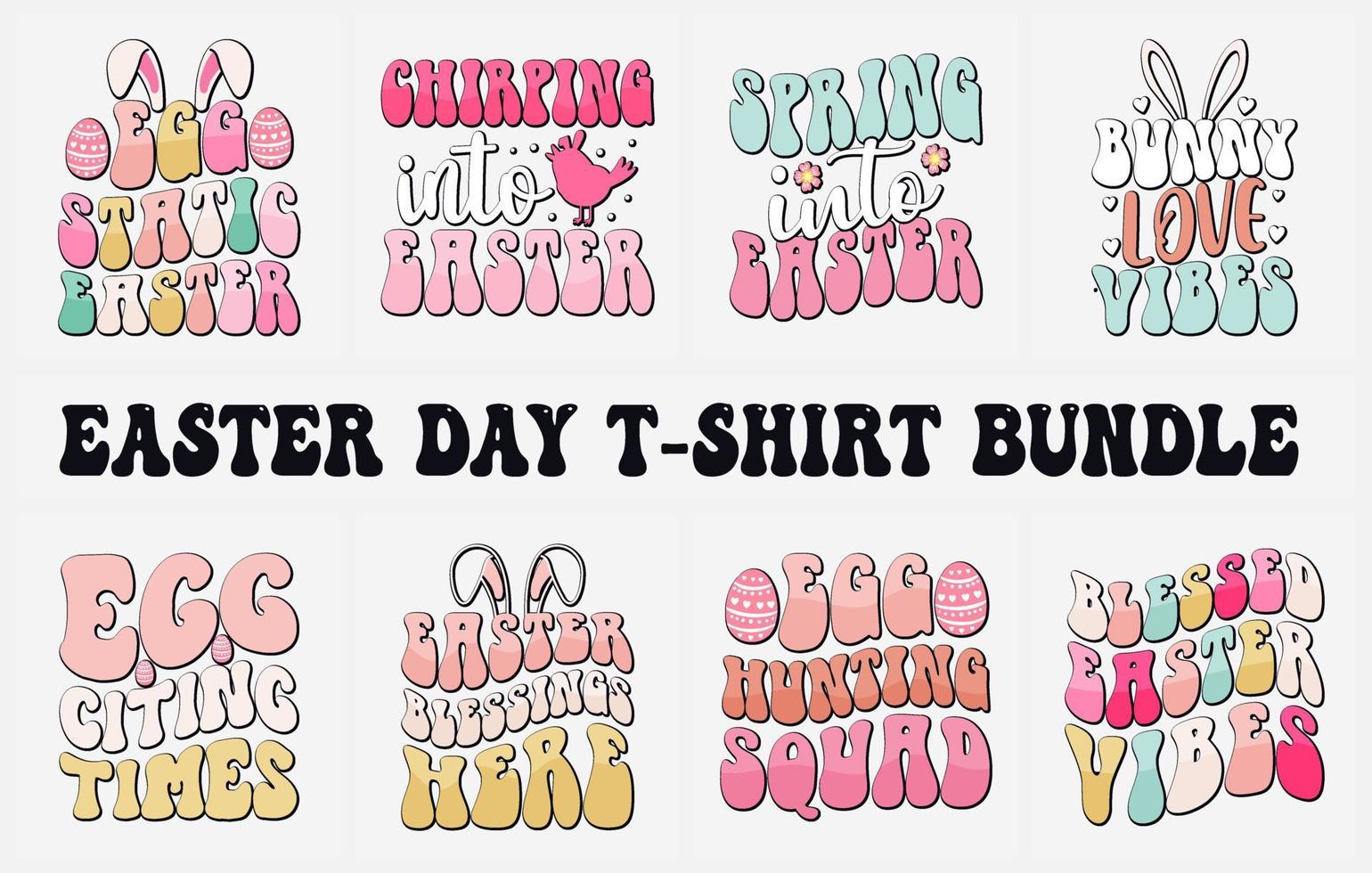 Easter T shirt design Bundle, Bunny Easter T Shirt set, easter t-shirt vector, Happy Easter day element, bunny t-shirt vector, easter day vector