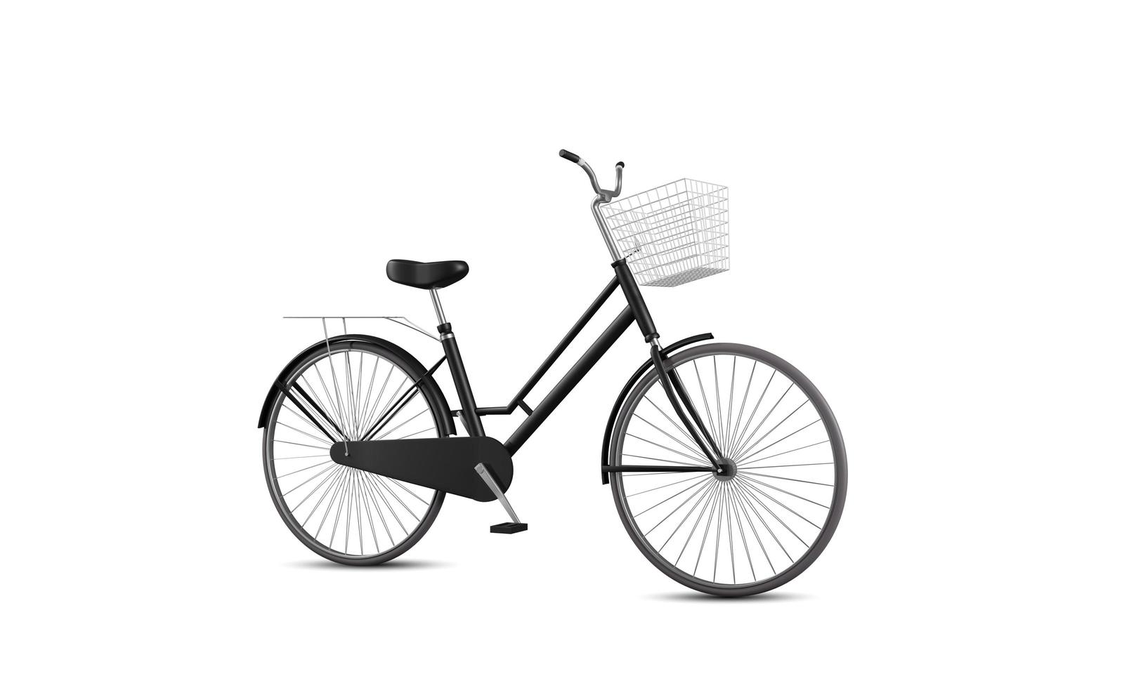 Cartoon black bicycle for woman 3D rendering classic style color isolated on white background with clipping path. 3D render illustration design photo