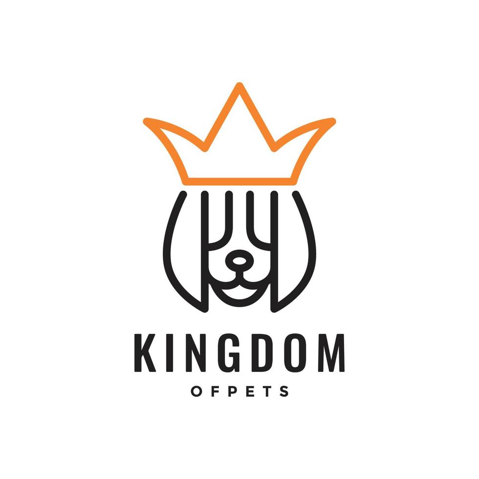 face pet dog long ear legend kingdom castle king crown mascot minimal logo design vector