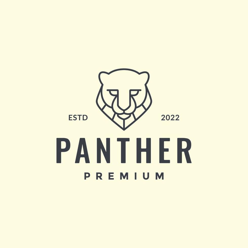animal beast wildlife jungle carnivore panther leopard head geometric hipster line art logo design vector