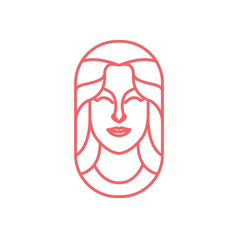 beautiful face women female feminine long hair hairstyle salon treatment skin care fashion colorful abstract geometric logo design vector