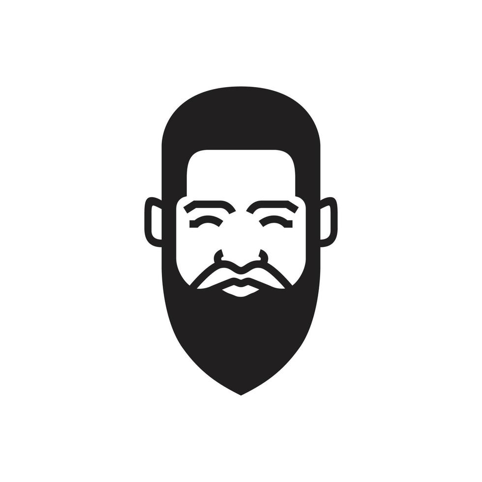 old man face head bearded fashion hairstyle modern rounded logo design vector