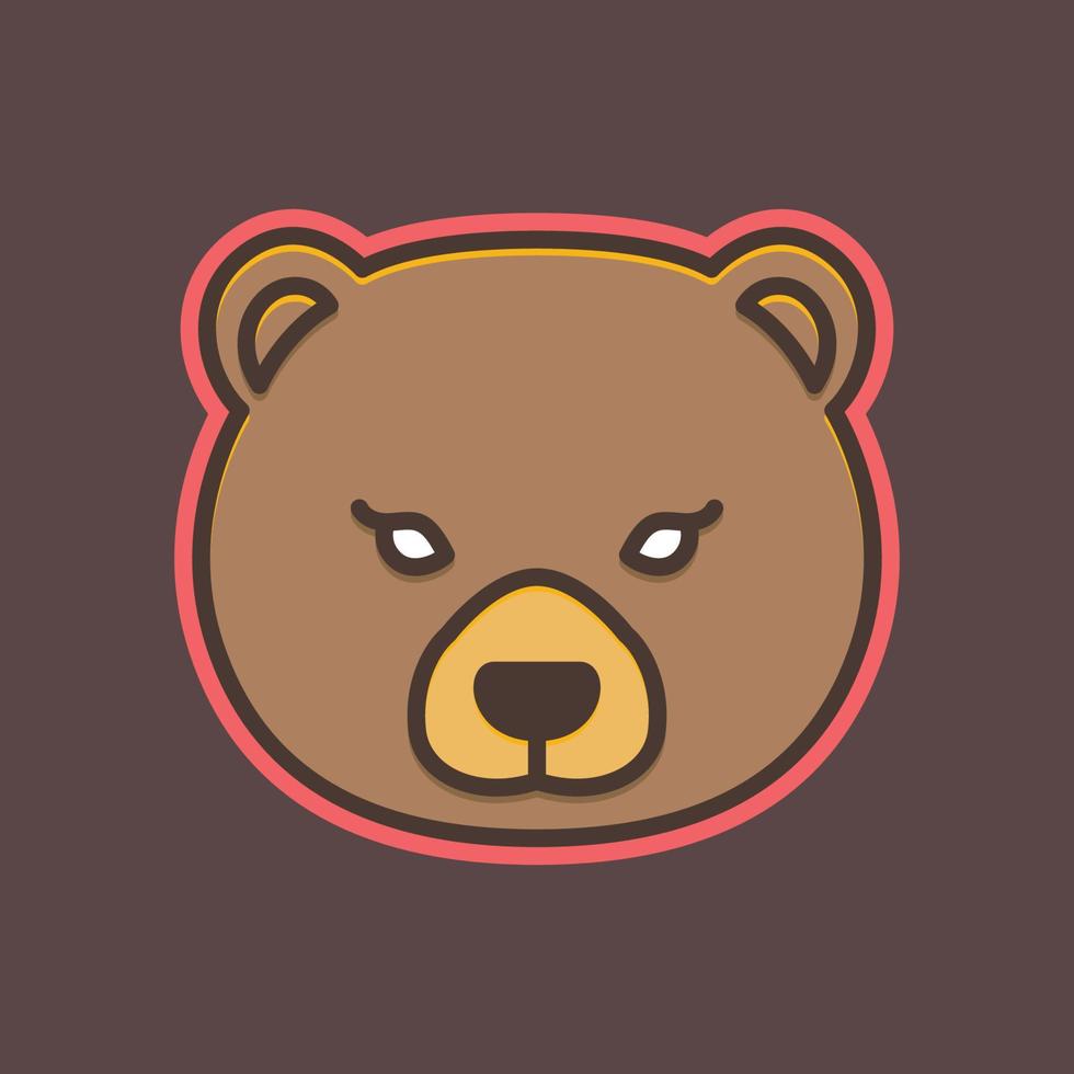 animal forest jungle wildlife beast baby bear head face cute mascot colorful logo design vector